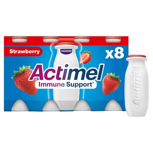 Actimel Strawberry Cultured Yogurt Drink 8x100g - gallery image 1