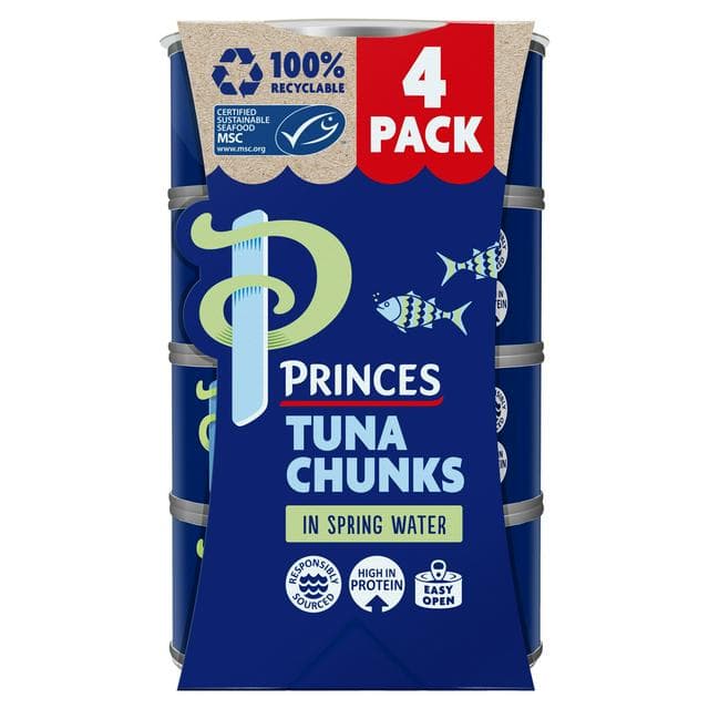 Princes 4x145g in Spring Water Tuna Chunks (4x102g Drained) - gallery image 1