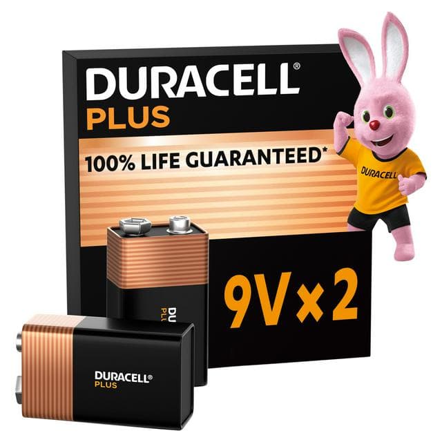 Duracell Plus 9V Alkaline Batteries, pack of 2 - gallery image 1