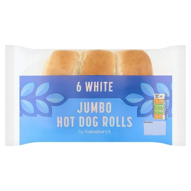 Sainsbury's White Jumbo Hot Dog Rolls x6 - gallery image 1