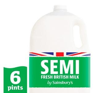 Sainsbury's British Semi Skimmed Milk 3.4L (6 pint)