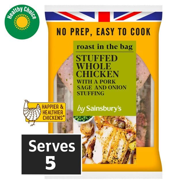 Sainsbury's 1.45kg Roast in the Bag Pork, Sage & Onion Stuffing Whole Chicken - gallery image 1