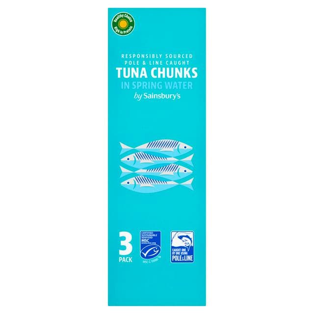 Sainsbury's 3x80g in Spring Water Tuna Chunks (3x56g Drained) - gallery image 1