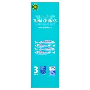 Sainsbury's 3x80g in Spring Water Tuna Chunks (3x56g Drained)