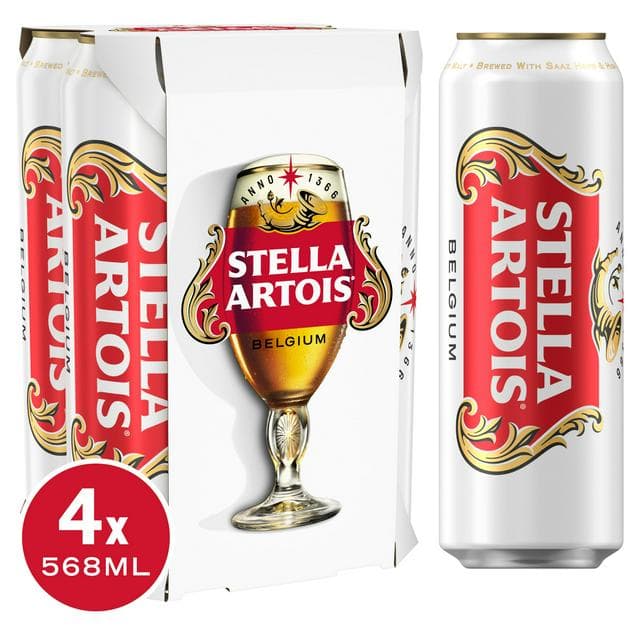 Stella Artois Premium Lager Pint Cans 4x568ml - gallery image 1