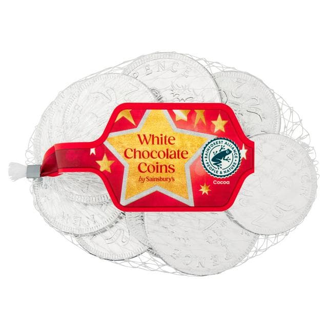 Sainsbury's 70g White Chocolate Coins - gallery image 1