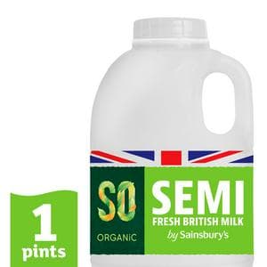 Sainsbury's British Semi Skimmed Milk, SO Organic 568ml (1 pint)