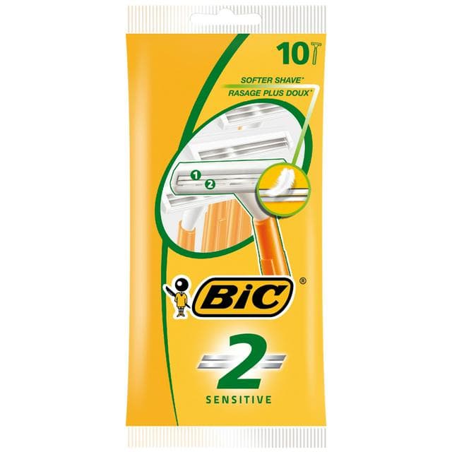 BIC 2 Sensitive Disposable Men's Razor 10 Pack - gallery image 1