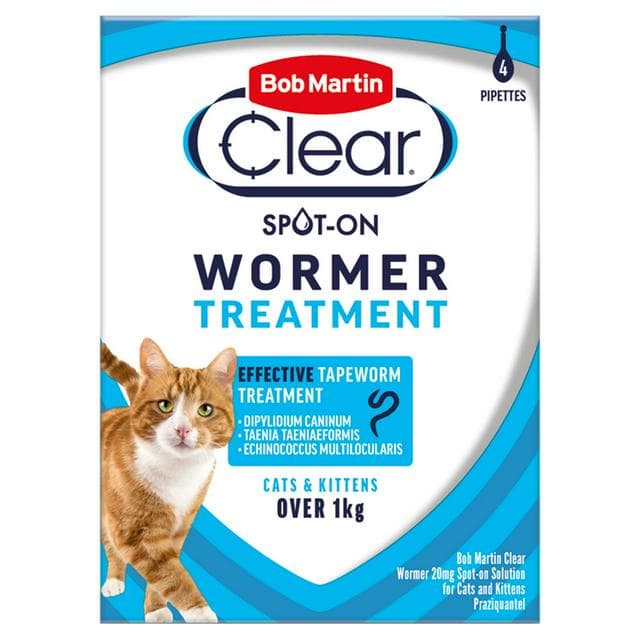 Bob Martin Clear Spot On Wormer Treatment for Cats x4 - gallery image 1