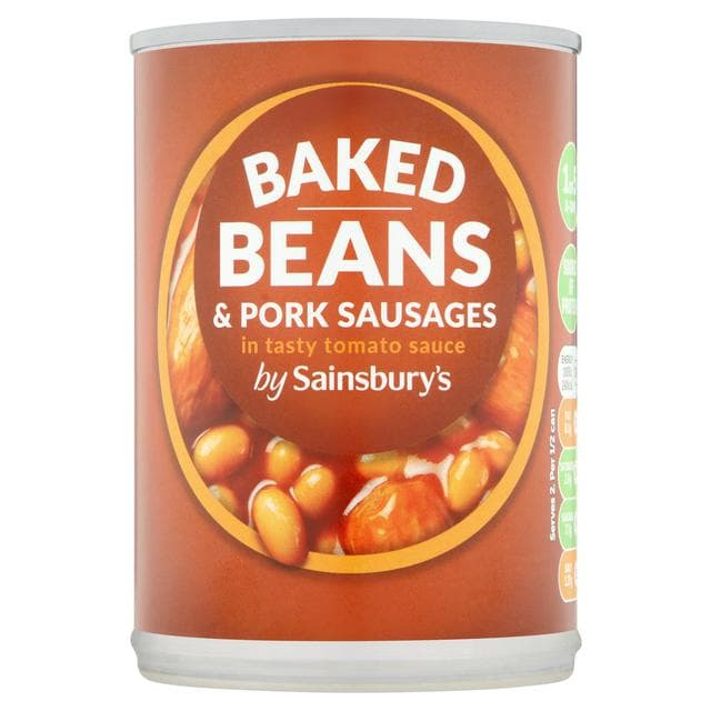 Sainsbury's Baked Beans In Tomato Sauce With Sausages 400g - gallery image 1