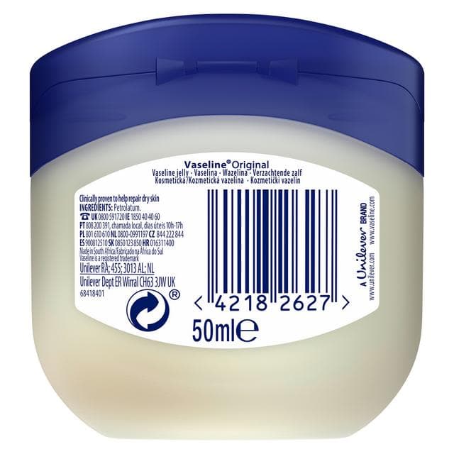 Vaseline Original Petroleum Jelly Moisturiser Locks in Moisture & Heals Dry Skin 50ml - gallery image 5