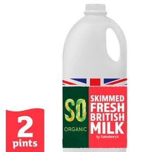 Sainsbury's Skimmed British Milk, SO Organic 1.136L