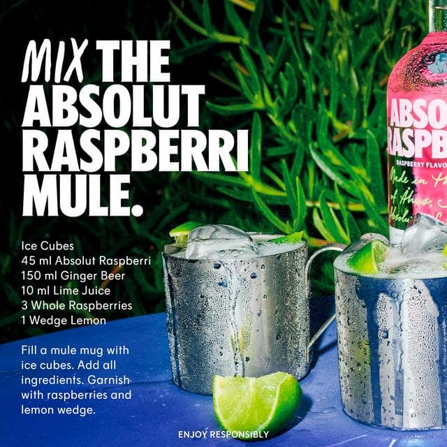 Absolut Raspberry Flavored Vodka 700ml - gallery image 3