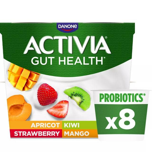 Activia 8 x 115g Strawberry & Mixed Fruit Multipack Gut Health Yoghurt - gallery image 1