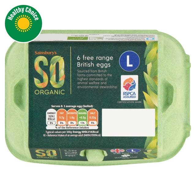 Sainsbury's Woodland Free Range Large Eggs, SO Organic x6 - gallery image 1