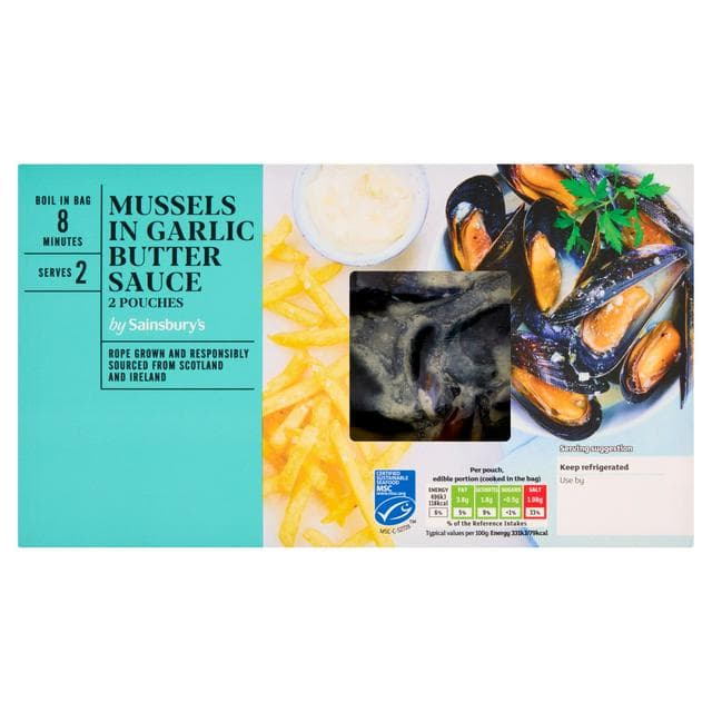 Sainsbury's Scottish MSC Mussels in Garlic Butter 500g (Serves x2) - gallery image 1