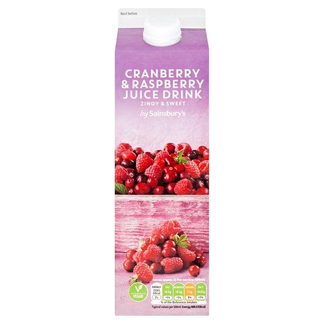 Sainsbury's Cranberry & Raspberry Juice Drink 1L - gallery image 1