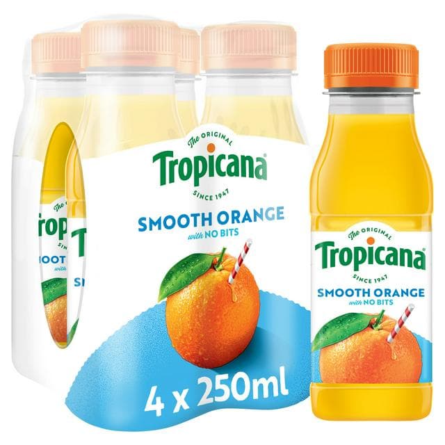 Tropicana Pure Smooth Orange Fruit Juice Multipack 4x250ml - gallery image 1