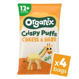 Organix 4 x 15g 12 months+ Cheese & Herb Organic Crispy Multipack Toddler Puffs