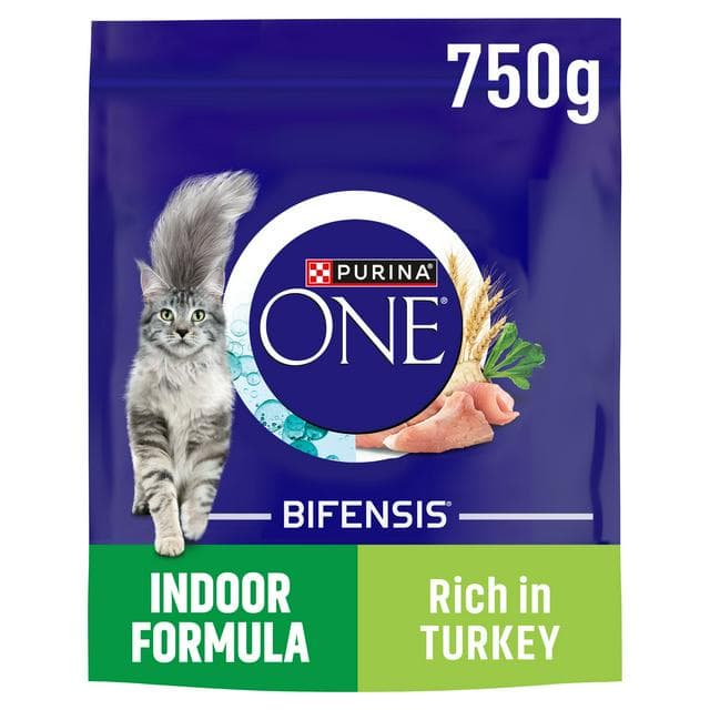 Purina One Indoor Dry Cat Food Turkey & Wholegrain 750g - gallery image 1
