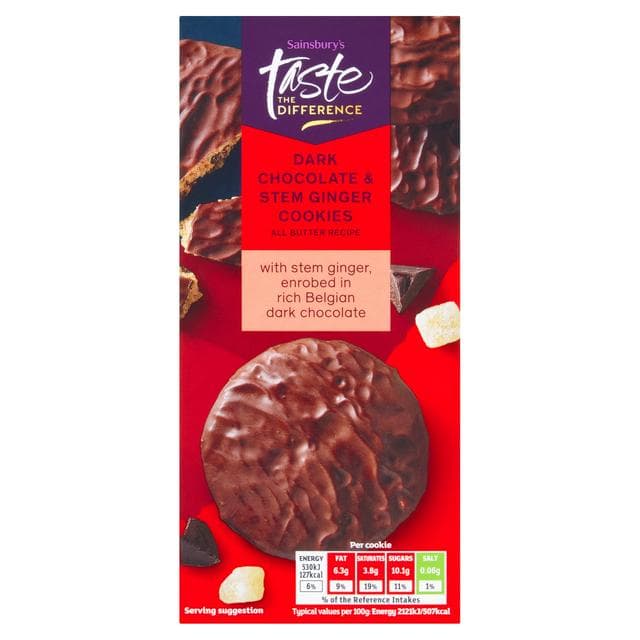 Sainsbury's Dark Chocolate & Ginger Cookies, Taste the Difference 200g - gallery image 1