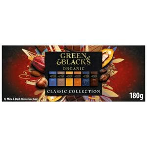 Green & Black's Organic Classic Miniature Dark, Milk & White Chocolate Bar Gifting Collection 180g