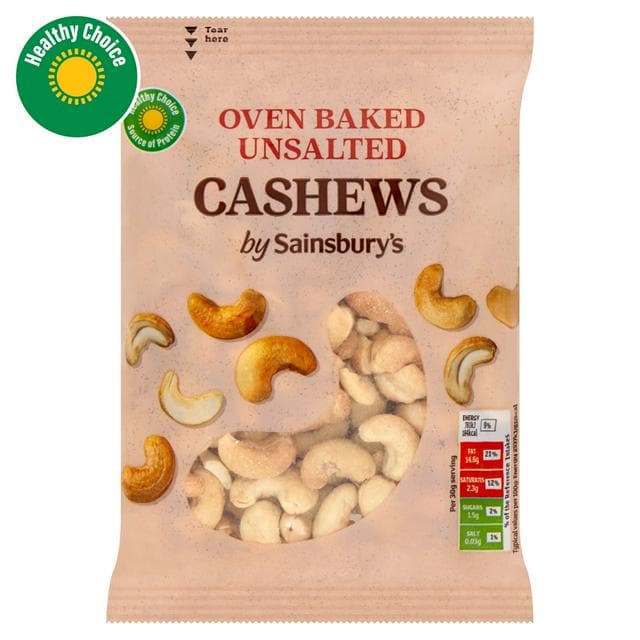 Sainsbury's Oven Baked Unsalted Cashews 200g - gallery image 1