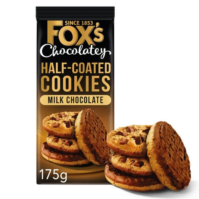 Fox's 175g Chocolatey Biscuits Half Coated Milk Chocolate Cookies - gallery image 1