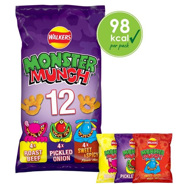Walkers Monster Munch Variety Multipack Crisps Snacks 12x20g - gallery image 2
