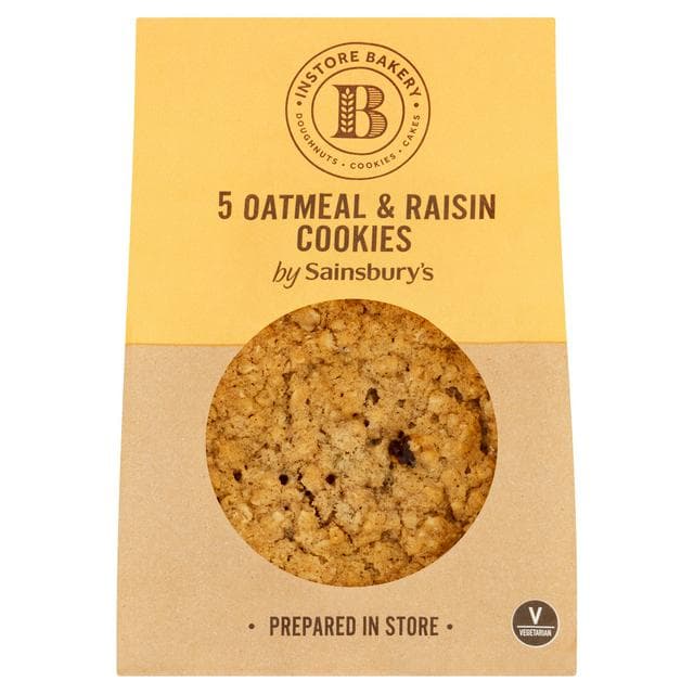 Sainsbury's Oatmeal & Raisin Cookies x5 - gallery image 1