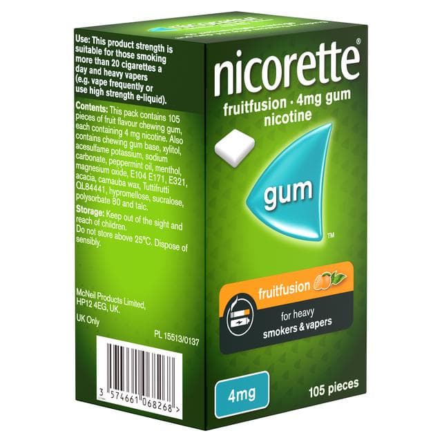 Nicorette Fruitfusion Gum Pieces Quit Smoking Aid x105 4mg - gallery image 3