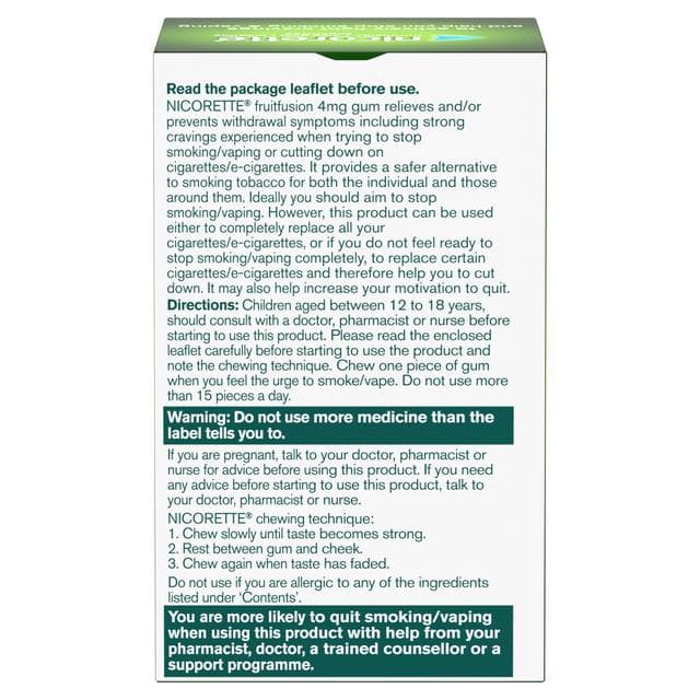 Nicorette Fruitfusion Gum Pieces Quit Smoking Aid x105 4mg - gallery image 6