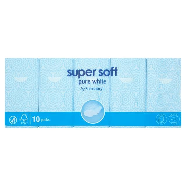 Sainsbury's 10 x 10 Sheets Super Soft Pocket Tissues - gallery image 1