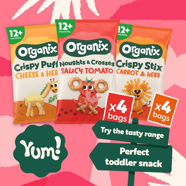 Organix 4 x 15g 12 Months+ Saucy Tomato Noughts & Crosses Organic Multipack Toddler Puffs - gallery image 4
