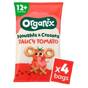 Organix 4 x 15g 12 Months+ Saucy Tomato Noughts & Crosses Organic Multipack Toddler Puffs
