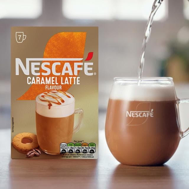 Nescafe Caramel Latte Instant Coffee Sachets x7 119g - gallery image 2