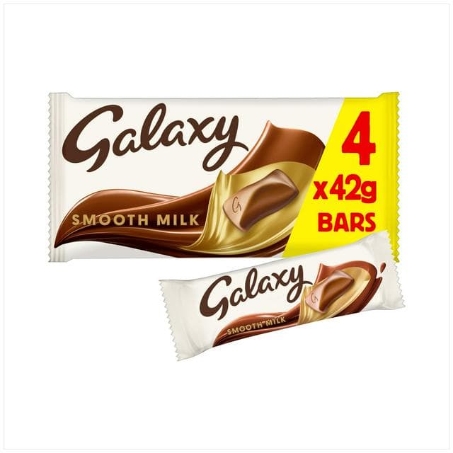 Galaxy Smooth Milk Chocolate Snack Bars Multipack Vegetarian 4x42g - gallery image 1