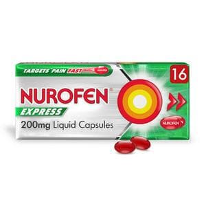 Nurofen Express Ibuprofen Pain Relief Liquid Capsules 16x200mg