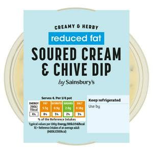 Sainsbury's Soured Cream & Chive Dip, Be Good To Yourself 200g