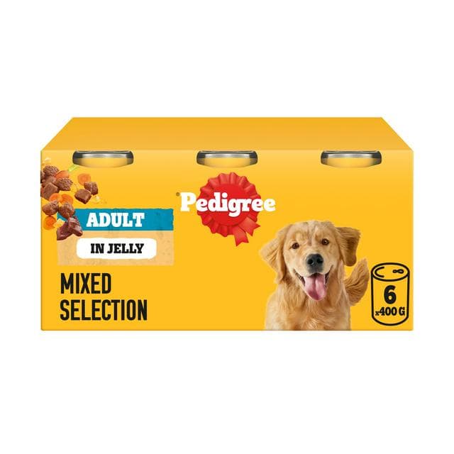 Pedigree Adult Wet Dog Food Tins Mixed In Jelly 6x400g - gallery image 1