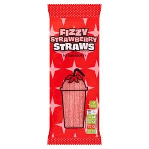 Sainsbury's Fizzy Strawberry Straws Sweets 70g
