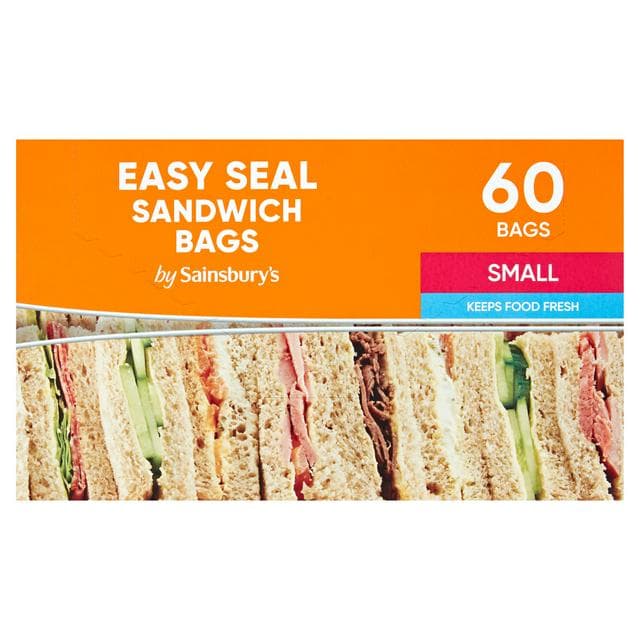 Sainsbury's Sandwich Bags Easy Seal 19, 5x19cm x60 - gallery image 1