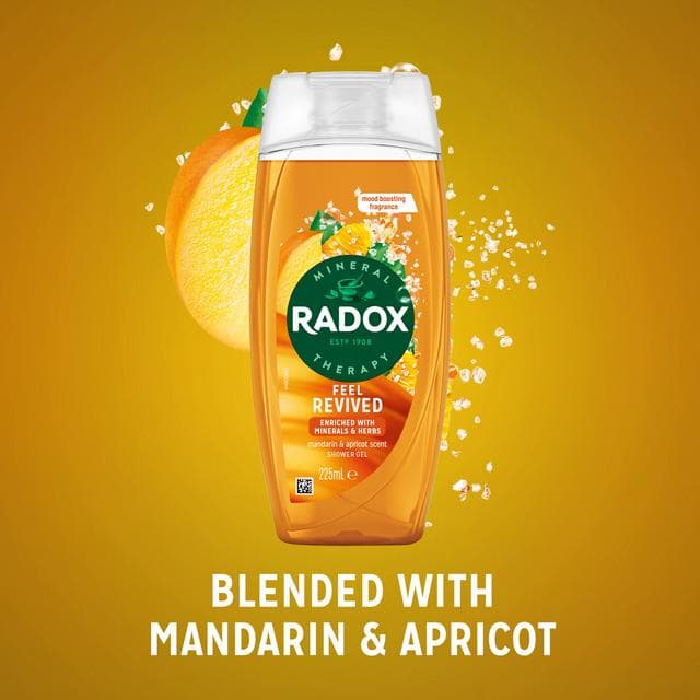 Radox Feel Revived Shower Gel Mandarin & Apricot Body Wash 225ml - gallery image 2