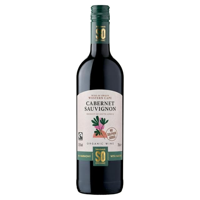Sainsbury's No Sulphur Added Fairtrade Cabernet Sauvignon Red Wine, SO Organic 75cl - gallery image 1