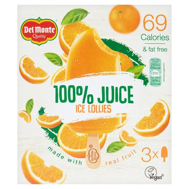 Del Monte 100% Orange Lollies 3x75ml - gallery image 1