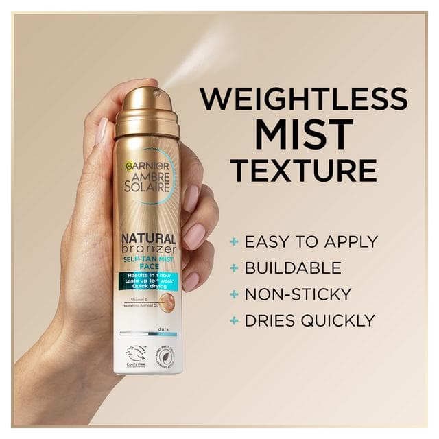 Garnier Ambre Solaire 150ml Natural Bronzer Quick Drying Dark Self Tan Body Mist - gallery image 2