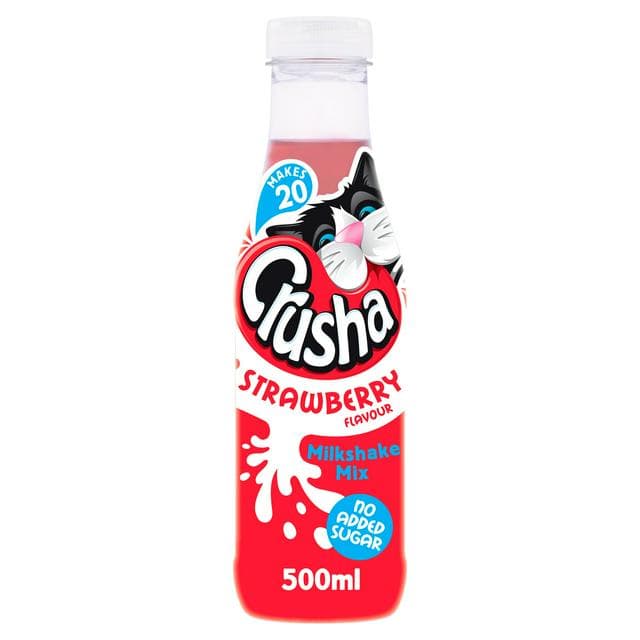 Crusha Strawberry Flavour No Added Sugar Milkshake Mix 500ml - gallery image 1