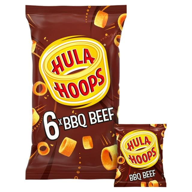 Hula Hoops BBQ Beef Potato Ring Crisps 6x24g - gallery image 1