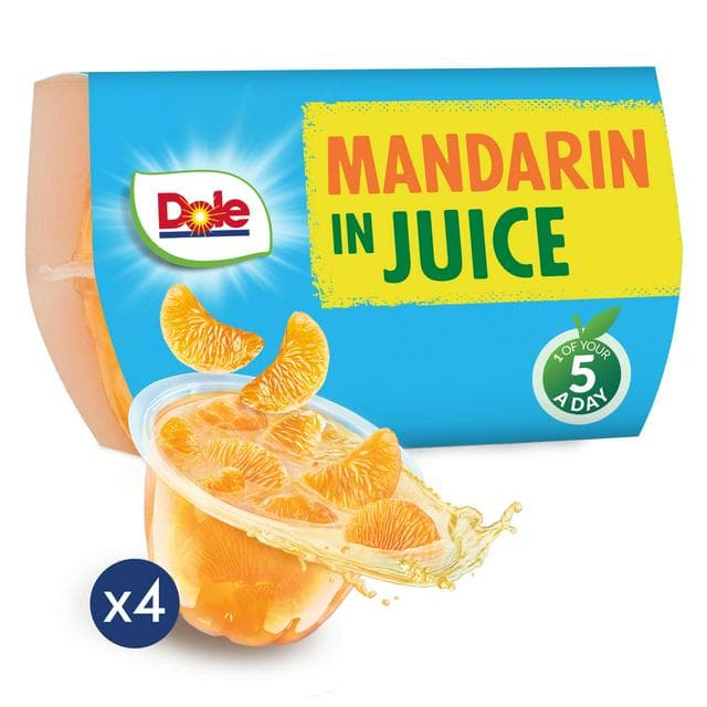 Dole Mandarins In Juice Fruit Snacks 4x113g - gallery image 1