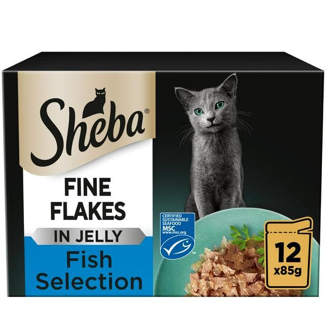 Sheba Fine Flakes Fish in Jelly Wet Cat Food Pouches 12 x 85g - gallery image 1